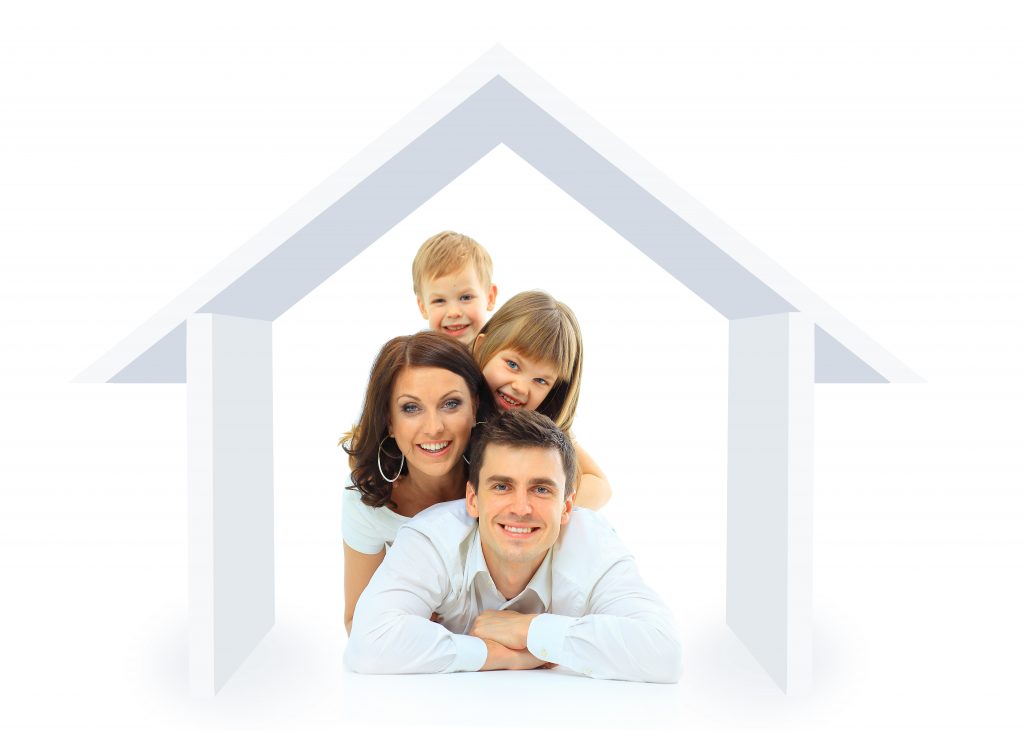 happy family inside a home concept graphic